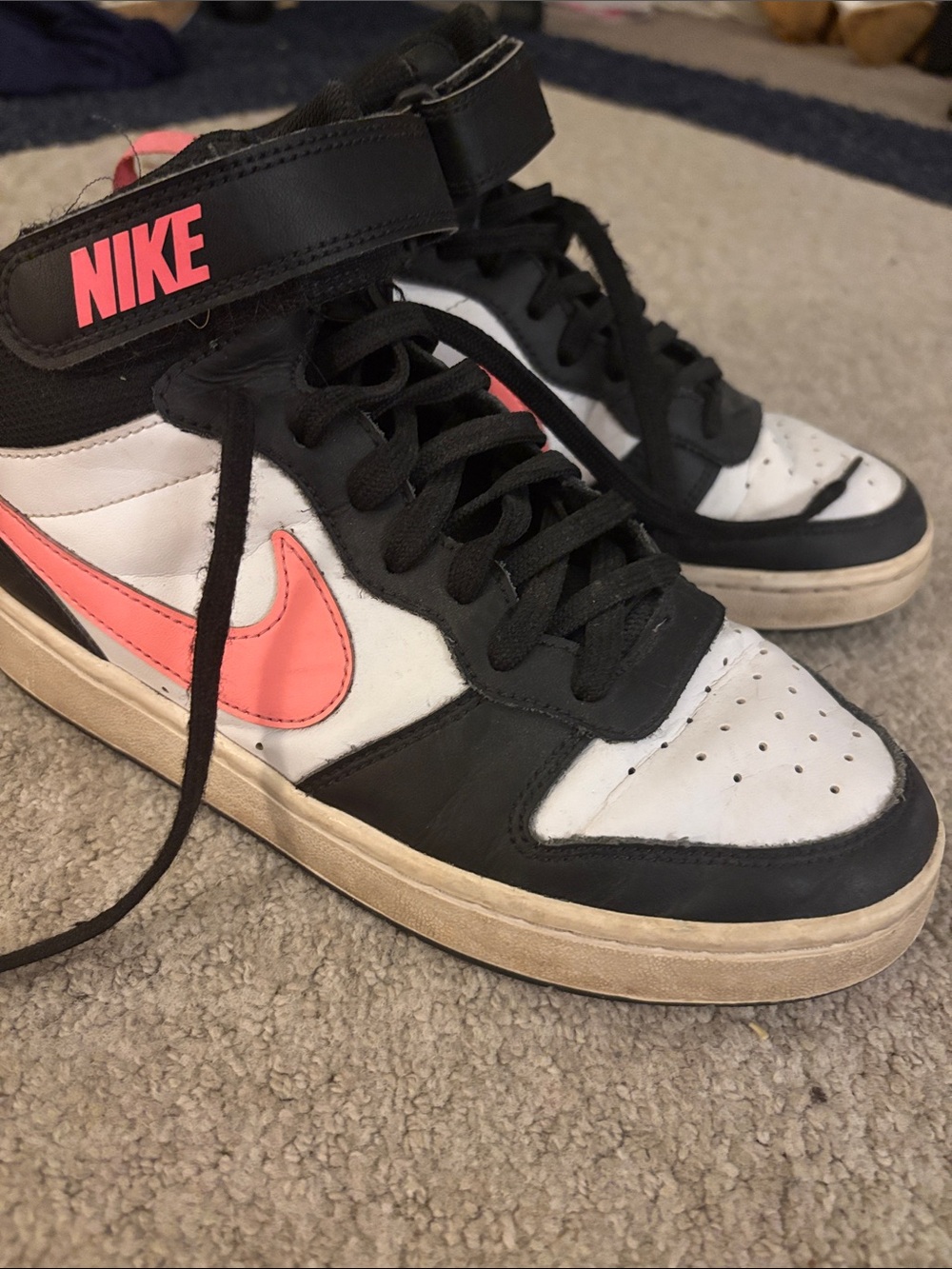 Nike Black, White & Coral High-Top Sneakers